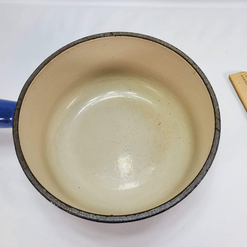 Le Creuset Saucepan #16 Cousances Blue Enameled Cast Iron Vintage France Lid - Picture 8 of 12